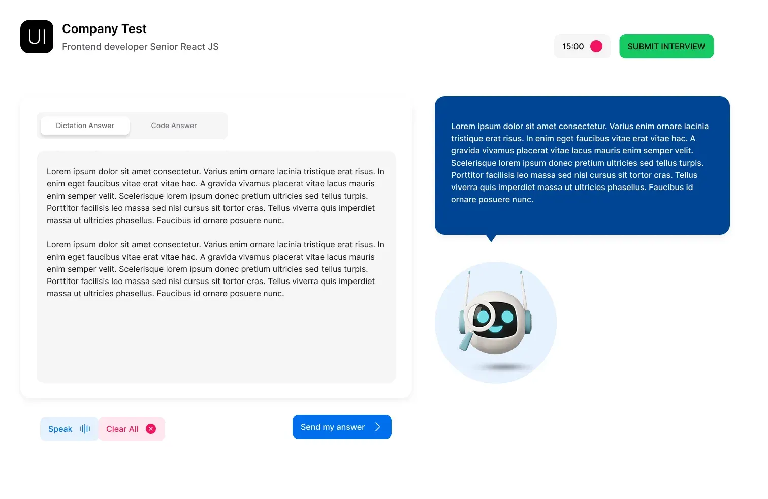 Screenshot of the product built for Bable AI