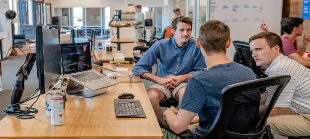 Team members working together