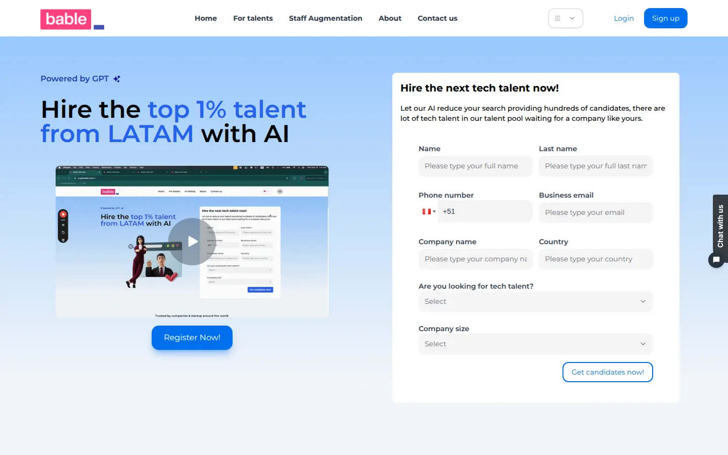 Screenshot of Bable Interview