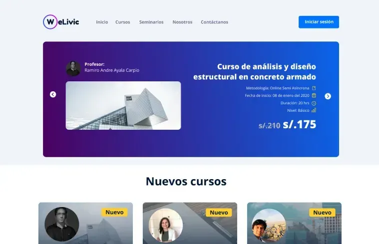 Screenshot of the product built for Welivic
